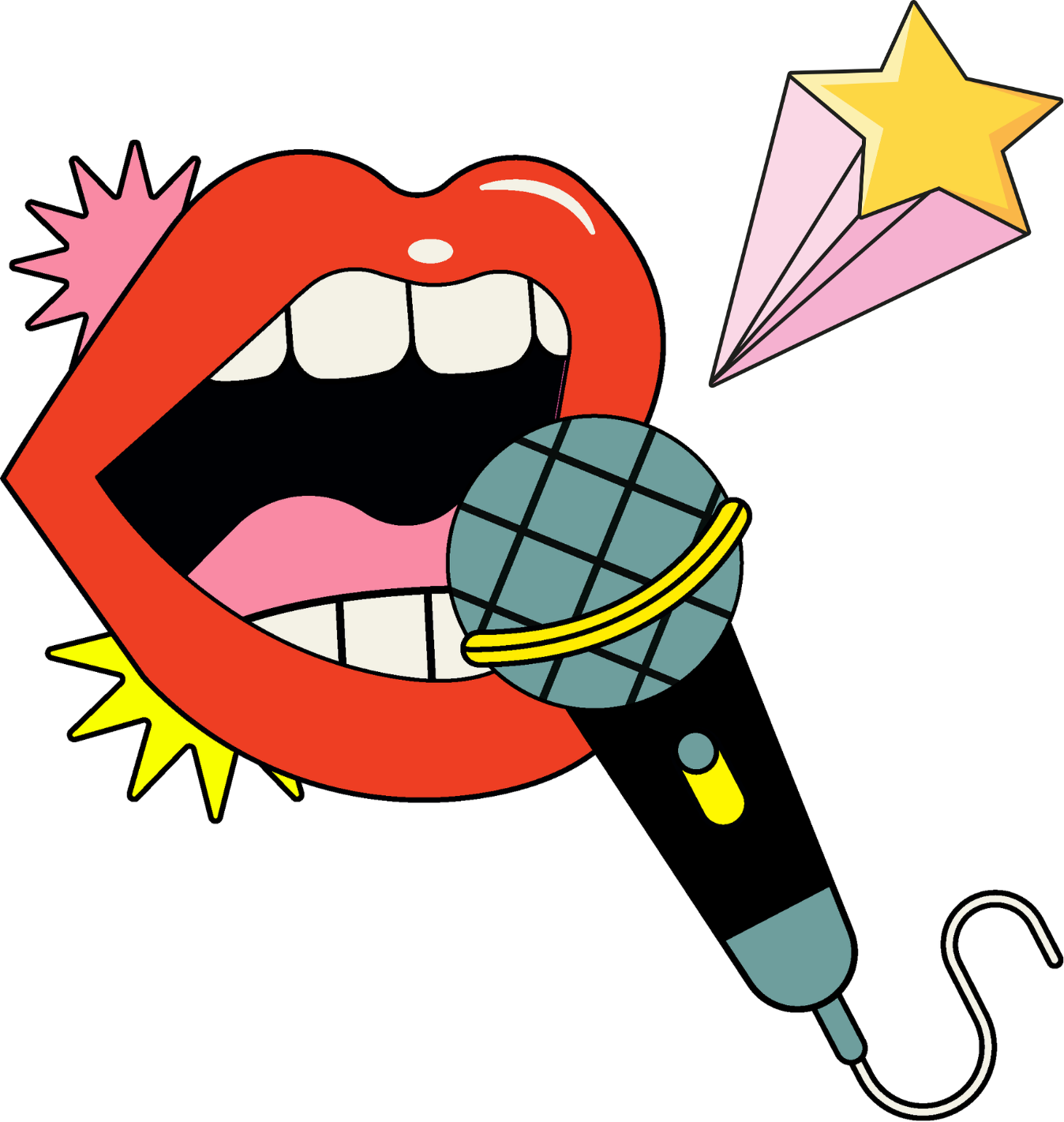 Une bouche qui chante dans un micro