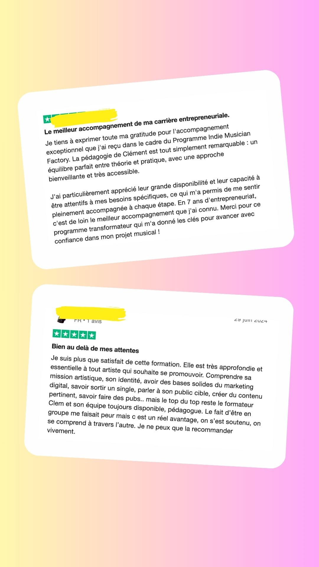 Avis vérifié d'un·e artiste ayant suivi le programme